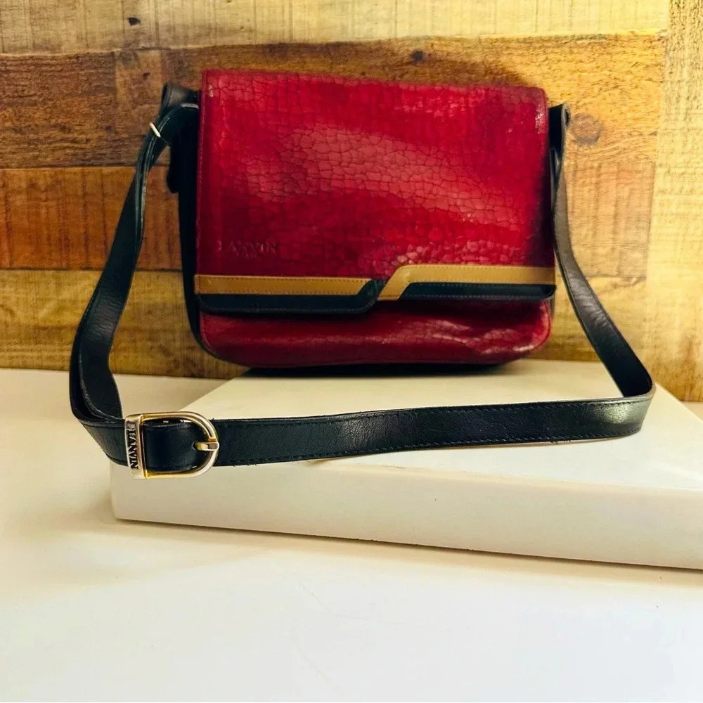 Vintage Lanvin Paris Made In Paris Leather Crossbody Bag